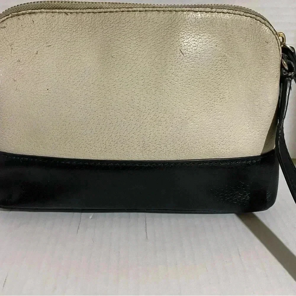 Kate spade beige black saffiano leather crossbody handbag